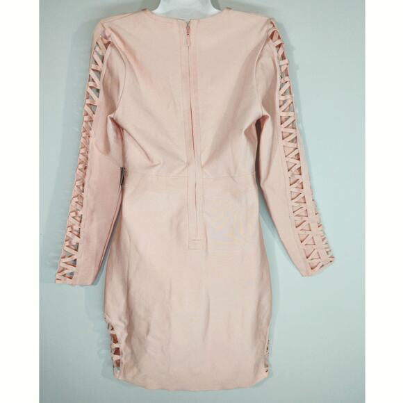 Venus Bandage Strappy Pink Cut Out Bodycon Mini Party Chic Dress LARGE NWT - Picture 7 of 10